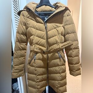 Zara Quilted Belted Puffer Coat - Camel Brown